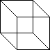 This is a Necker cube.  Either the top left or the bottom right corner, of the middle square, is the front corner of this almost-transparent cube.  [Go ahead, try it both ways.]